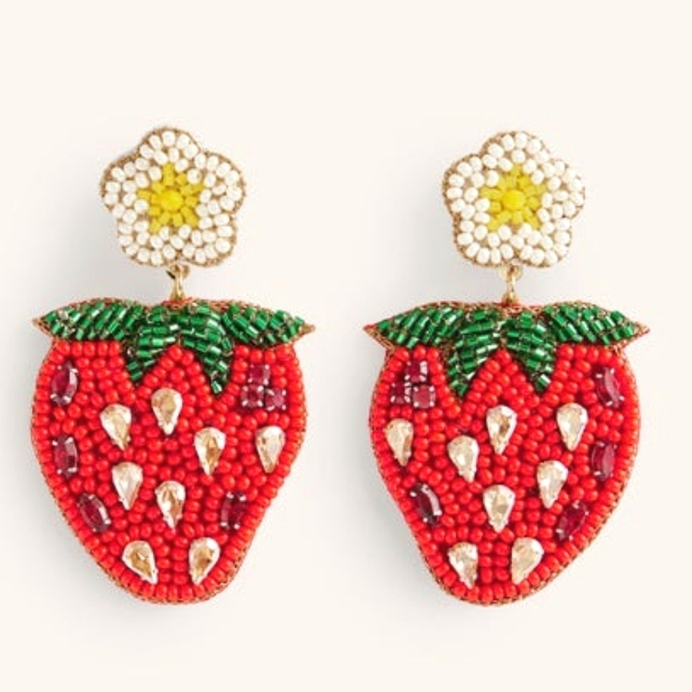 [NWT] BODEN Beady Motif Earrings STRAWBERRY [BNIB] - Picture 3 of 8